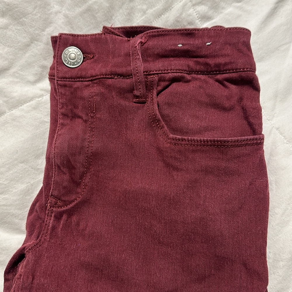 Express - Maroon Mid Rise Stretch Jeggings - 2R - Picture 2 of 6